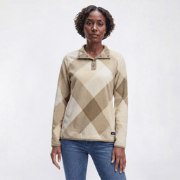 Womens LANDS END(R) Long Sleeve Diamond Pullover Fleece Sweatshirt