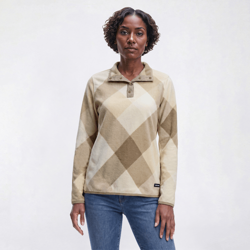 Womens LANDS END(R) Long Sleeve Diamond Pullover Fleece Sweatshirt