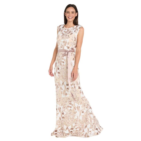 Womens R&M Richards Sleeveless Beaded Trim Gown - image 