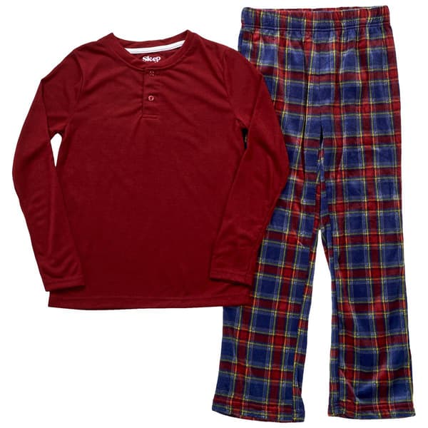 Boys Sleep On It&#40;R&#41; Henley & Minky Pajama Pants - Red - image 