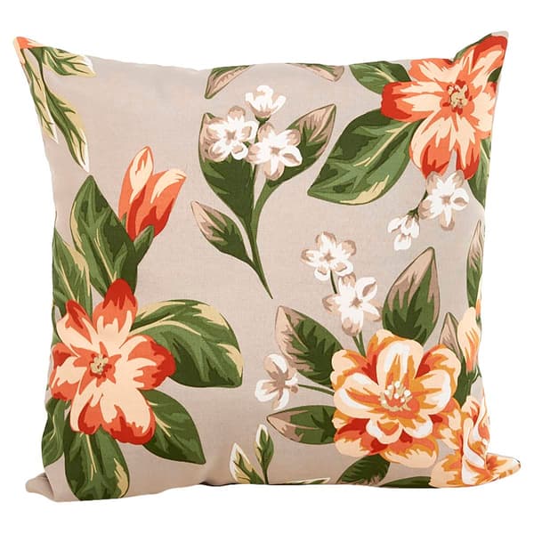 Jordan Manufacturing Floral Outdoor Toss Pillow - Grey/Coral - image 