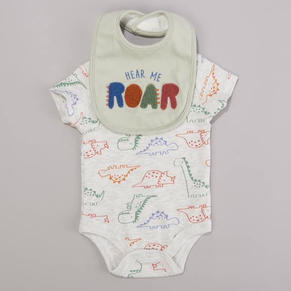 Baby Boy (NB-9M) Baby Views(R) Dino Roar Bodysuit &amp; Bib - image 
