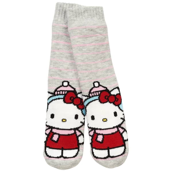 Womens Fuzzy Babba Long Cozy Warmer Rib Cuff Hello Kitty Slippers - image 