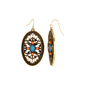1928 Jewelry Turquoise and Coral Oval Drop Earrings - image 1