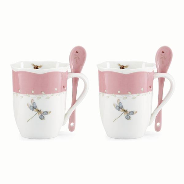 Lenox® Butterfly Meadow® Pink Mugs with Spoons