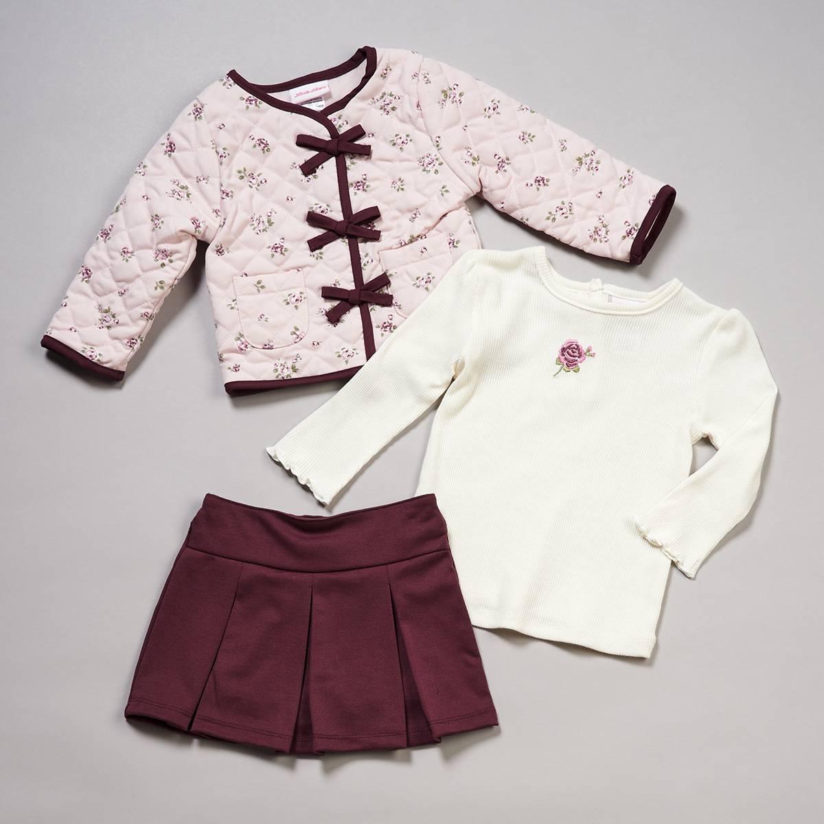 Baby Girl (12-24M) Little Lass(R) 3pc. Floral Quilted Jacket Set