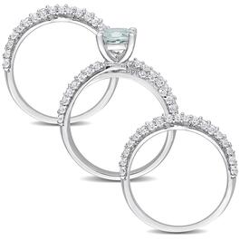 Gemstone Classics&#8482; Aquamarine & Lab Created Sapphire Bridal Set