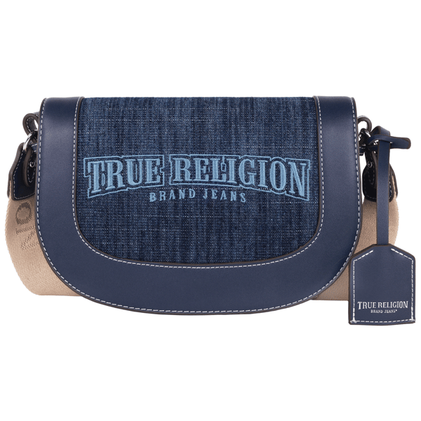 True Religion Dark Denim Logo Saddle Bag - image 