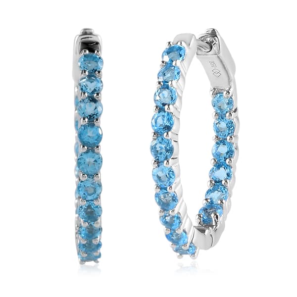 Gemstone Classics(tm) Blue Topaz Inside-Out Hoop Earrings