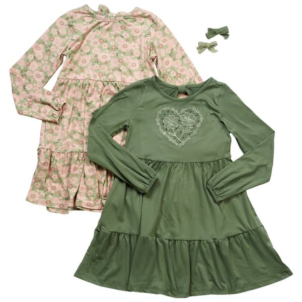 Girls &#40;4-6x&#41; BTween&#40;R&#41; 2pk.Heart & Floral Tiered Skirt Dresses - image 