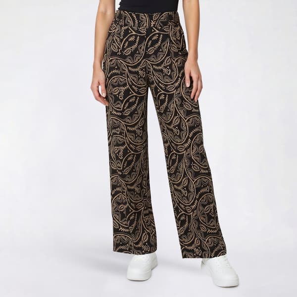 Petite Robert Louis Silky Tab & Button Abstract Wide Leg Pants