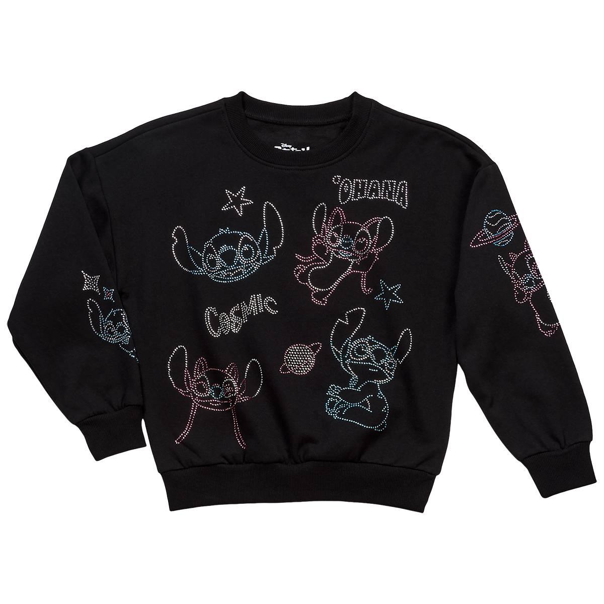 Girls (7-16) Disney Stitch & Angel Rhinestone Sweatshirt