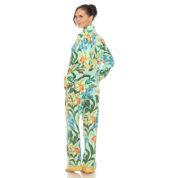 Womens White Mark Two Piece Wildflower Print Pajama Set