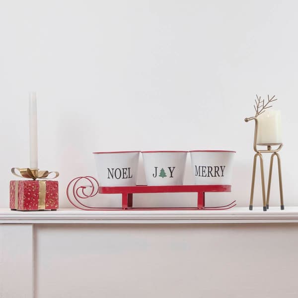 Northlight Seasonal 18.75in. Sleigh Buckets Table Centerpiece
