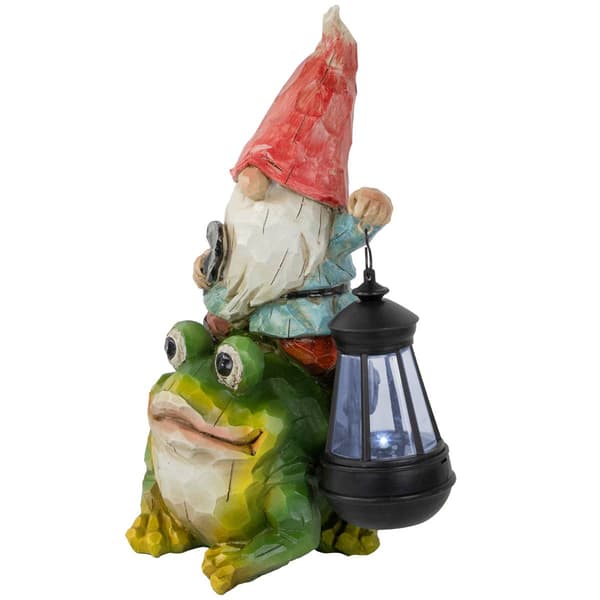 Northlight Seasonal LED Solar Gnome & Frog Garden Statue