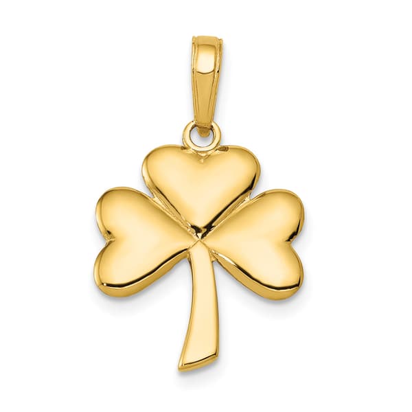 Unisex Gold Classics&#40;tm&#41; 14kt. Polished Solid Shamrock Pendant - image 