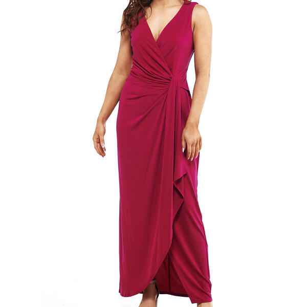 Womens Connected Apparel Sleeveless Side Drape Wrap Dress