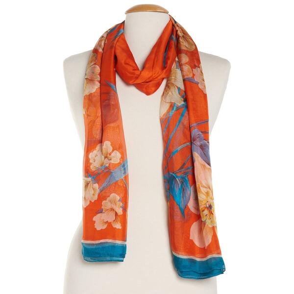 Womens Renshun Oversized Watercolor Silk Chiffon Oblong Scarf - image 