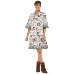 Womens Rose & Everly Elbow Sleeve Floral Shirtdress