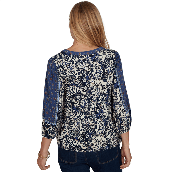Petite Ruby Rd. English Countryside 3/4 Sleeve Foliage Blouse