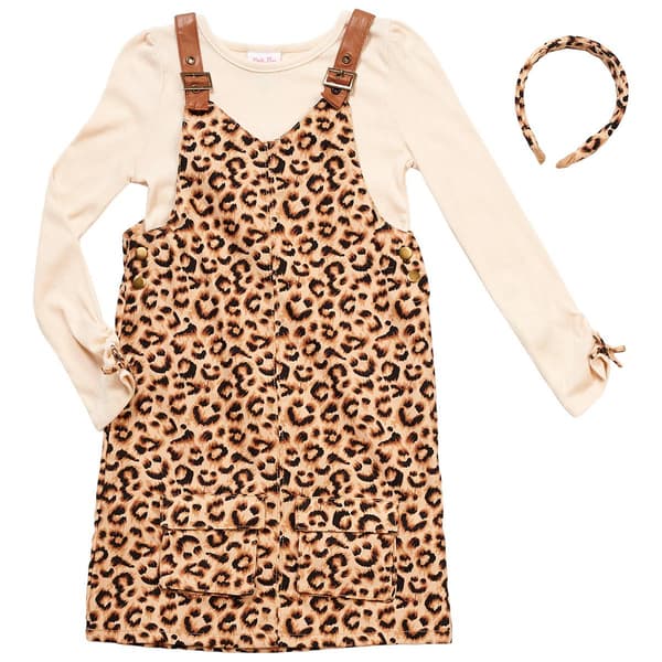 Girls &#40;7-12&#41; Little Lass&#40;R&#41; Leopard Twill Jumper with Knit Top - image 
