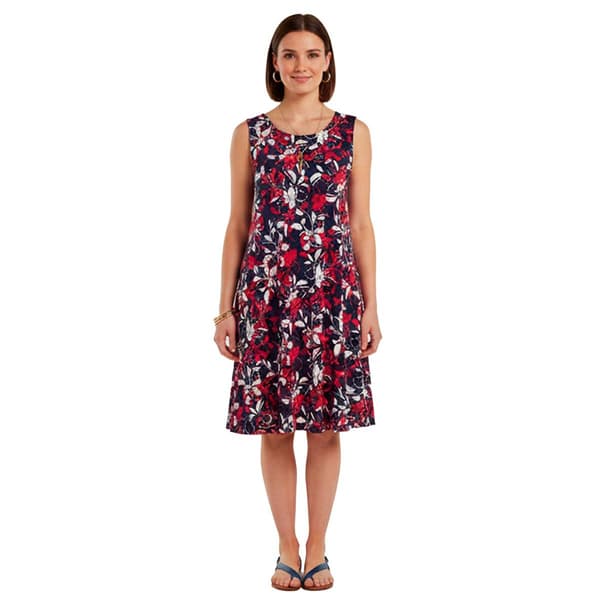 Plus Size Nina Leonard Sleeveless Floral Side Pocket Shift Dress