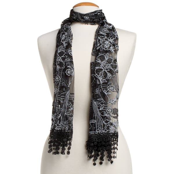 Womens Renshun Solid Burnout Obong Scarf - image 