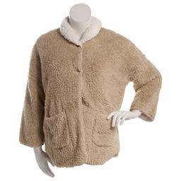 Womens Loungees Long Sleeve Tan Reversible Sherpa Bed Jacket