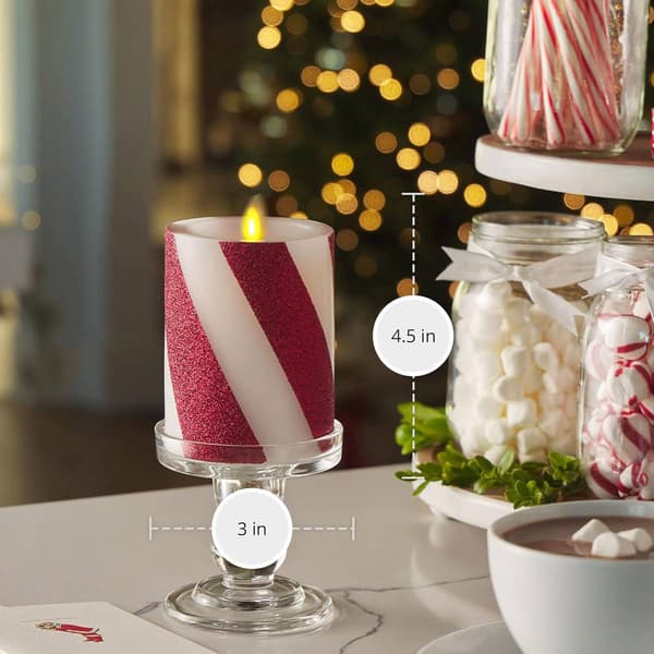 Luminara 3x4.5 Candy Cane Wide Stripe Flameless LED Pillar Candle