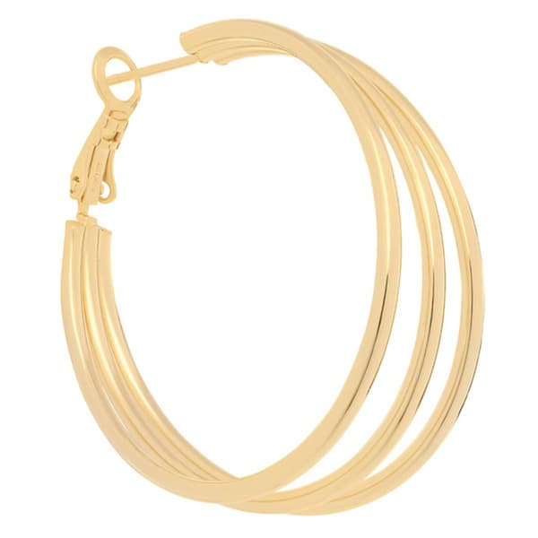 14kt. Gold Over Brass 40mm Triple Hoop Earrings