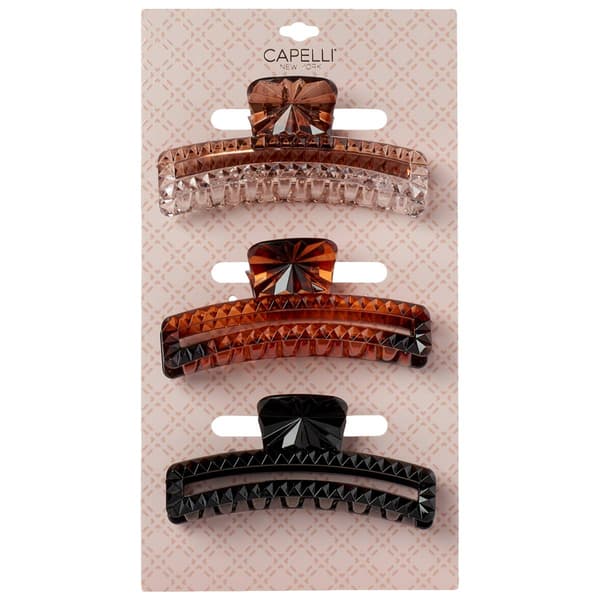 Womens Capelli New York 3pk Texture Rectangle Claw Clips