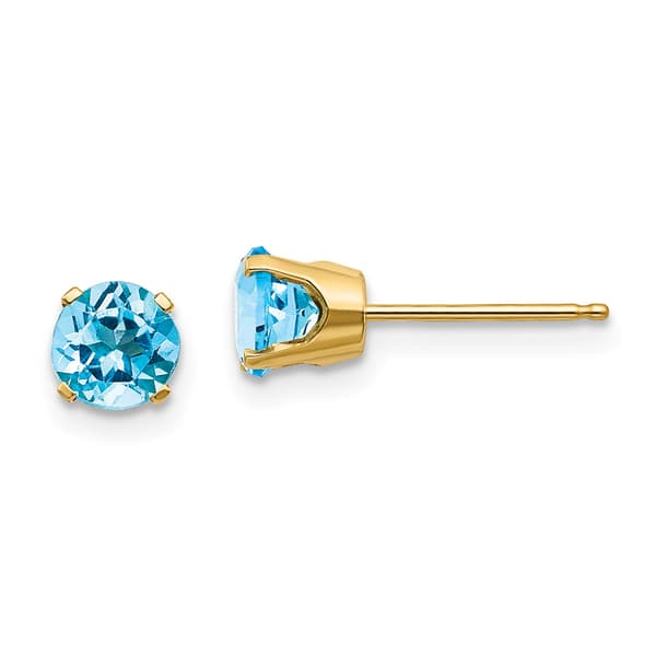 Gemstone Classics&#40;tm&#41; Yellow Gold 5mm. Blue Topaz Earrings - image 