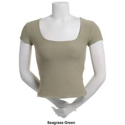 Juniors Derek Heart Short Sleeve Square Neck Double Layer Tee