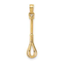 Unisex Gold Classics(tm) 14kt Gold 3D Polished Whisk Charm