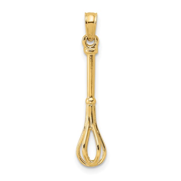 Unisex Gold Classics&#40;tm&#41; 14kt Gold 3D Polished Whisk Charm - image 