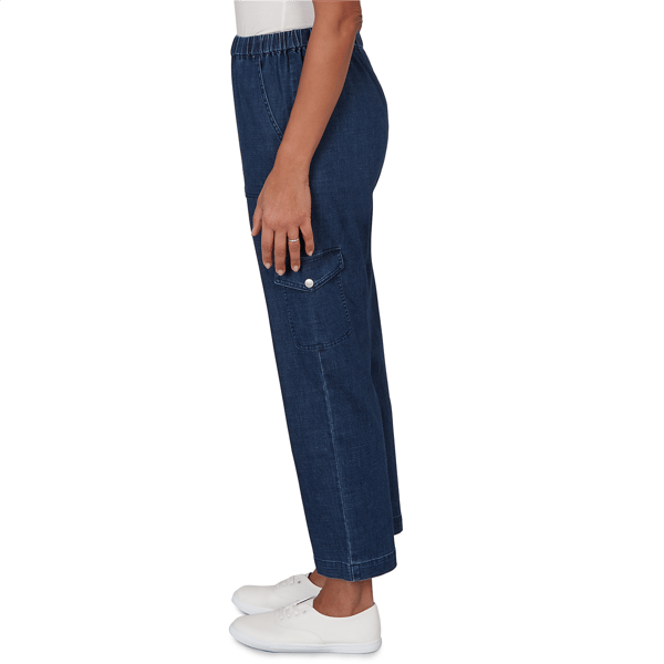 Womens Alfred Dunner Indigo Girls Pull On Cargo Pocket Jeans