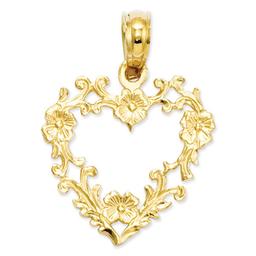 Gold Classics(tm) 14kt. Floral Cut Out Heart Pendant