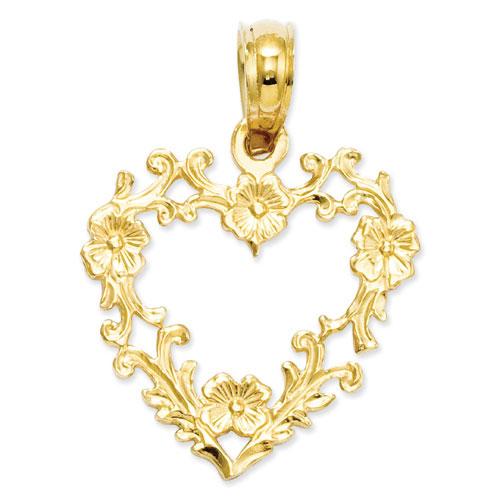 Gold Classics(tm) 14kt. Floral Cut Out Heart Pendant