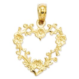 Gold Classics&#40;tm&#41; 14kt. Floral Cut Out Heart Pendant