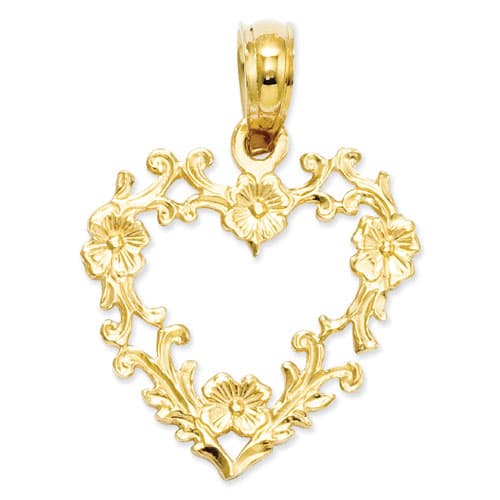 Gold Classics(tm) 14kt. Floral Cut Out Heart Pendant - image 