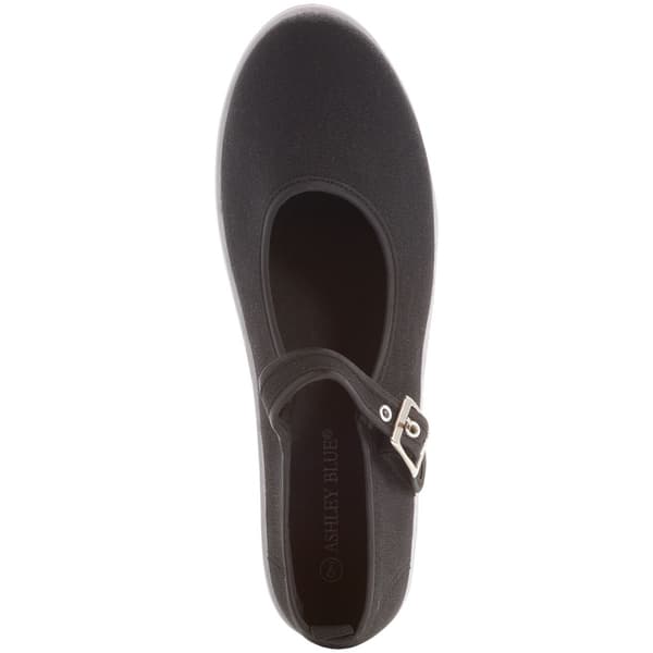 Womens Ashley Blue Mary Jane Canvas Slip On Flats