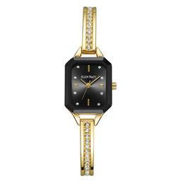 Womens Ellen Tracy Faceted Bezel Adjustable Bangle Watch-ET5445GD
