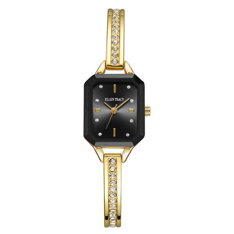 Womens Ellen Tracy Faceted Bezel Adjustable Bangle Watch-ET5445GD