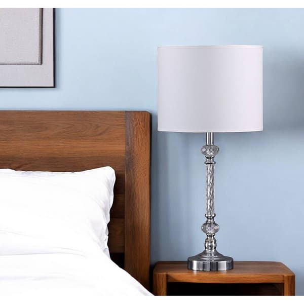 HomeRoots 19in. Silver Metal and Faux Crystal Table Lamp