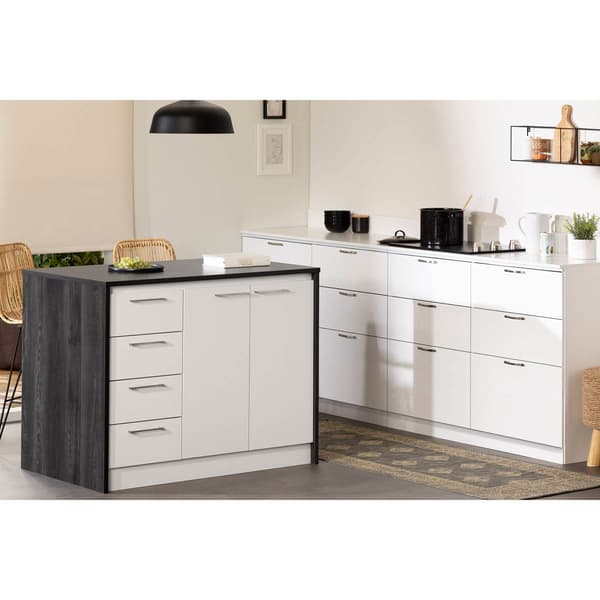 South Shore Myro Gray Oak Kitchen Island