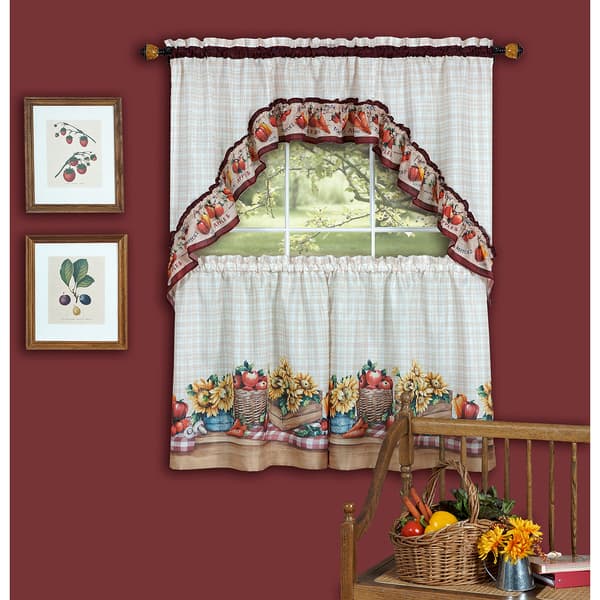 Achim Farmer's Market Printed Kitchen Curtain Set - image 