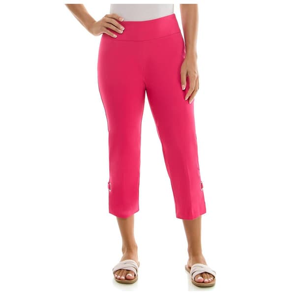 Womens Zac & Rachel Pull On Solid Capris with Ankle Rivet - image 