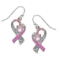 Breast Cancer Awareness Ribbon Heart Scroll Filigree Earrings - image 1