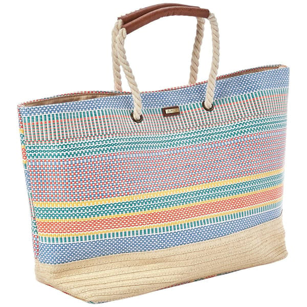 Sun ''N'' Sand Blue Paper Straw Shoulder Tote