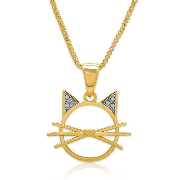 Accents by Gianni  Argento Diamond Accent Cat Pendant Necklace - image 